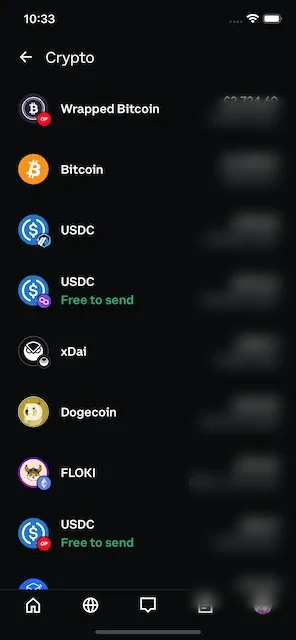 The crypto screen