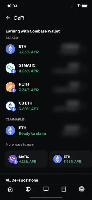 The DeFi screen