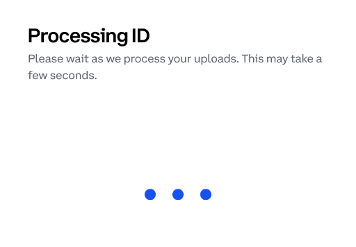 Processing ID, with a loading indicator